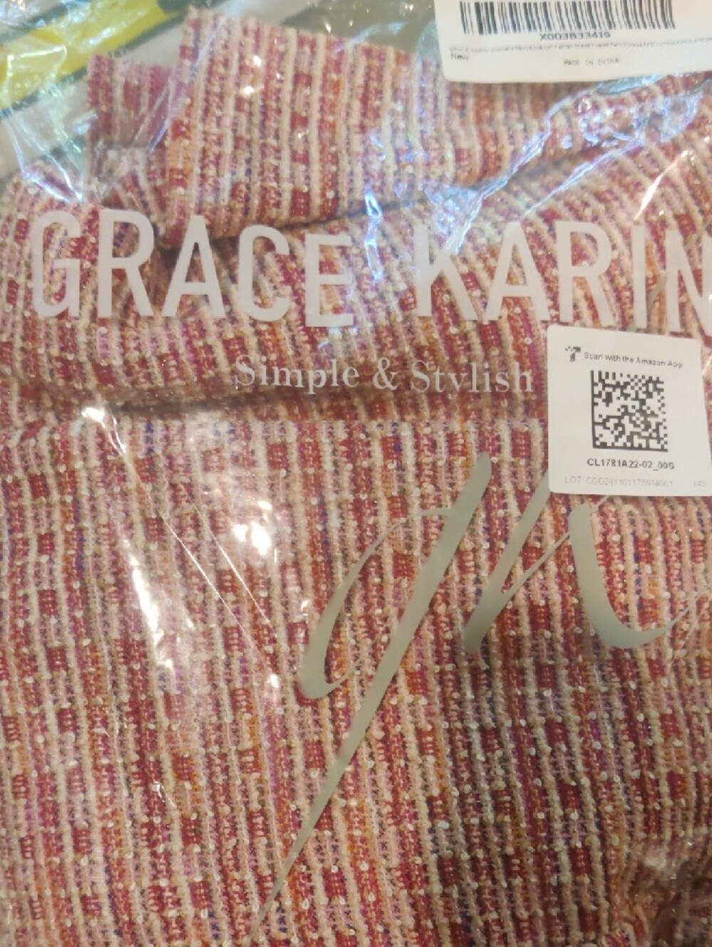 Grace Karin Pink Tweed Square-Neck Fit & Flare Midi Dress - Picture 9 of 9